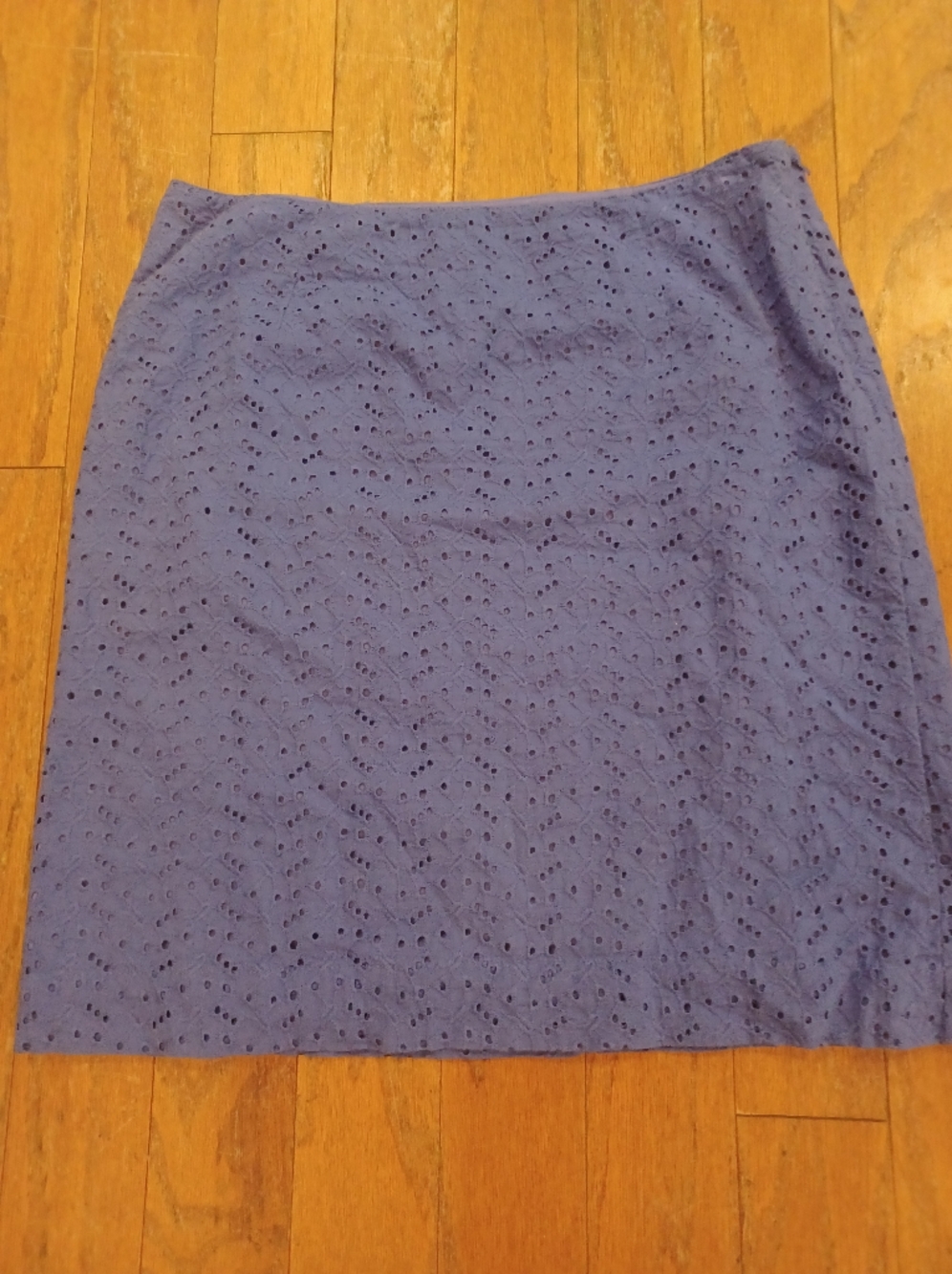L.L.Bean Favorite Fit Blue Eyelet 100% Cotton Skirt